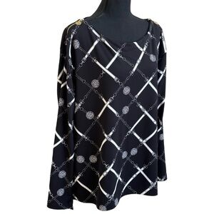 Anne Klein Black Long Sleeve Blouse